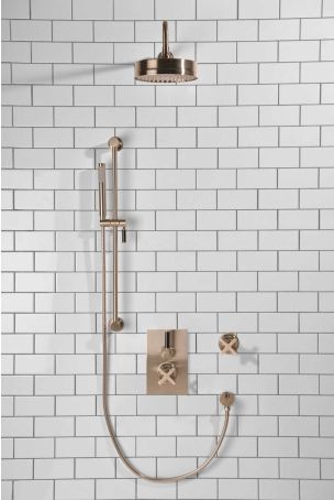 Elbe - Concealed Shower Set + Diverter - Black Lever/X-Top - 8" Rose - Brushed Nickel