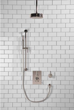 Elbe - Concealed Shower Set + Diverter - Metal Lever/Metal Lever - 8" Rose - Ceiling Mounted Rose - Chrome Finish