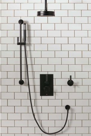 Elbe - Concealed Shower Set + Diverter - Metal Lever/Metal Lever - 8" Rose - Ceiling Mounted Rose - Matt Black