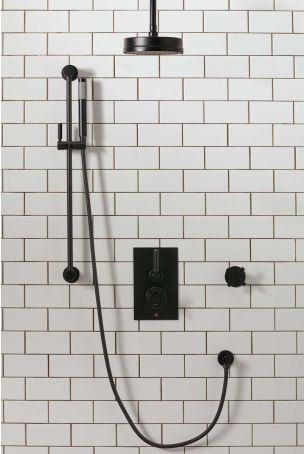 Elbe - Concealed Shower Set + Diverter - Metal Lever/X-Top - 8" Rose - Ceiling Mounted Rose - Matt Black