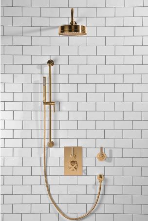 Elbe - Concealed Shower Set + Diverter - Metal Lever/Metal Lever - 8" Rose - Polished Brass