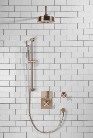 Elbe - Concealed Shower Set + Diverter - Metal Lever/X-Top - 8" Rose - Brushed Nickel