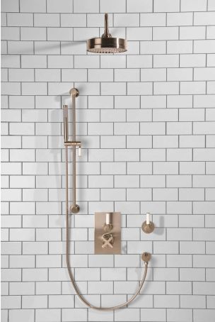 Elbe - Concealed Shower Set + Diverter - White Lever/White Lever - 8" Rose - Brushed Nickel