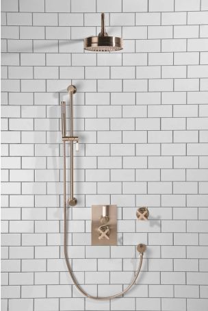 Elbe - Concealed Shower Set + Diverter - White Lever/X-Top - 8" Rose - Brushed Nickel