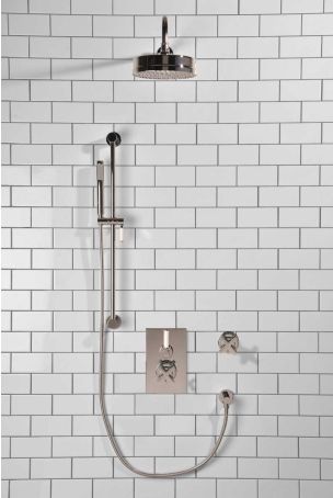 Elbe - Concealed Shower Set + Diverter - White Lever/X-Top - 8" Rose - Chrome Finish