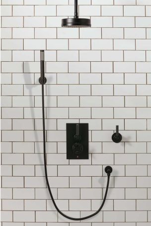 Elbe - Concealed Shower Set + Diverter - Hook Mount - Metal Lever/Metal Lever - 8" Rose - Ceiling Mounted Rose - Matt Black