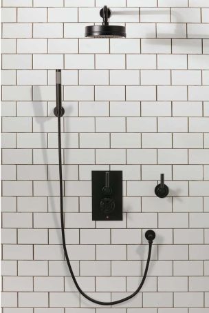 Elbe - Concealed Shower Set + Diverter - Hook Mount - Metal Lever/Metal Lever - 8" Rose - Matt Black