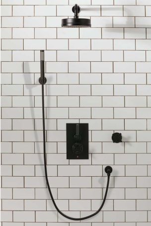 Elbe - Concealed Shower Set + Diverter - Hook Mount - Metal Lever/X-Top - 8" Rose - Matt Black