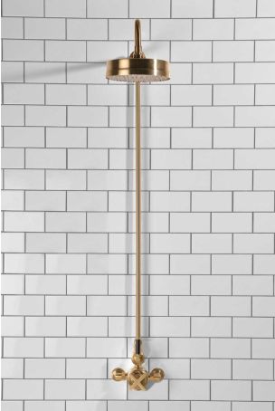 Elbe - Exposed Shower Set - Black Lever - 8" Rose - Brushed Brass