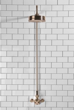 Elbe - Exposed Shower Set - Black Lever - 8" Rose - Brushed Nickel