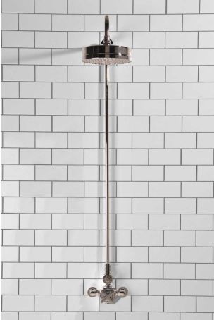 Elbe - Exposed Shower Set - Black Lever - 8" Rose - Chrome Finish