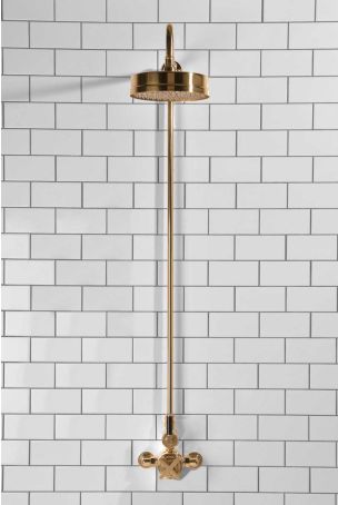 Elbe - Exposed Shower Set - Black Lever - 8" Rose - Polished Brass