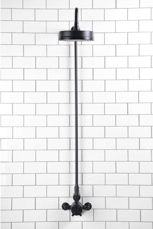 Elbe - Exposed Shower Set - Black Lever - 8" Rose - Matt Black