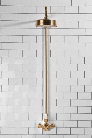 Elbe - Exposed Shower Set - White Lever - 8" Rose - Brushed Brass