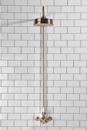 Elbe - Exposed Shower Set - White Lever - 8" Rose - Brushed Nickel