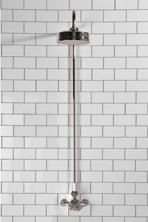 Elbe - Exposed Shower Set - White Lever - 8" Rose - Chrome Finish