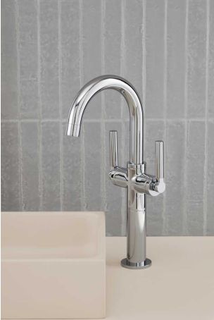 Senska Monobloc Basin Mixer - Deck Mounted - Metal Lever - 100mm Extension - Chrome Finish