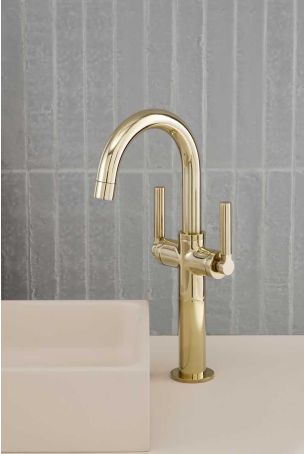 Senska Monobloc Basin Mixer - Deck Mounted - Metal Lever - 100mm Extension - Polished Brass