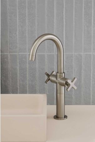 Bayor Monobloc Basin Mixer - Deck Mounted - X-Top - 100mm Extension - Brushed Nickel