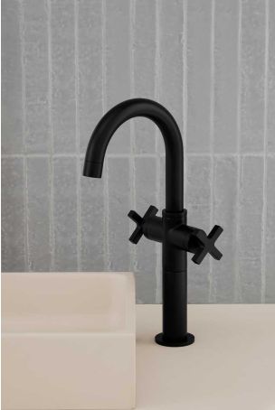 Bayor Monobloc Basin Mixer - Deck Mounted - X-Top - 100mm Extension - Matt Black