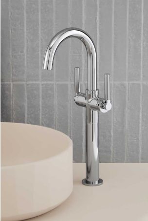 Senska Monobloc Basin Mixer - Deck Mounted - Metal Lever - 160mm Extension - Chrome Finish