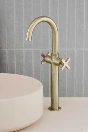 Bayor Monobloc Basin Mixer - Deck Mounted - X-Top - 160mm Extension - Brushed Brass