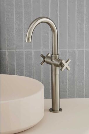 Bayor Monobloc Basin Mixer - Deck Mounted - X-Top - 160mm Extension - Brushed Nickel