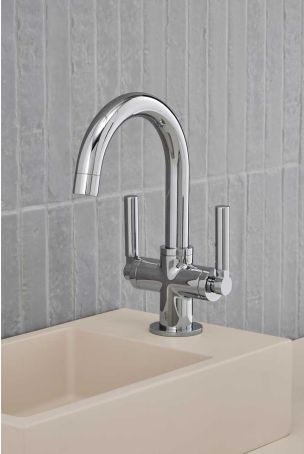 Senska Monobloc Basin Mixer - Deck Mounted - Metal Lever - Chrome