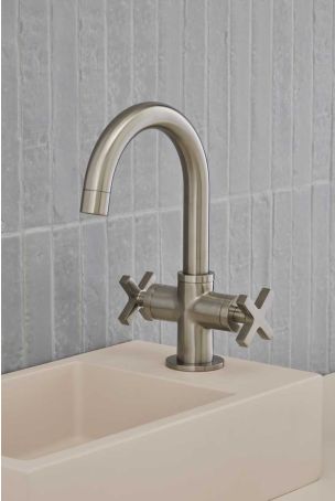 Bayor Monobloc Basin Mixer - Deck Mounted - X-Top - Brushed Nickel