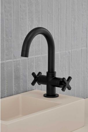 Bayor Monobloc Basin Mixer - Deck Mounted - X-Top - Matt Black