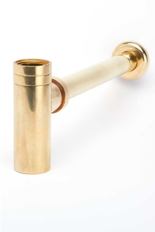 Contemporary Flat Bottom Basin Bottle Trap - Polished Brass