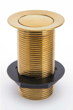 Un-slotted click-clack basin waste in Brushed Brass