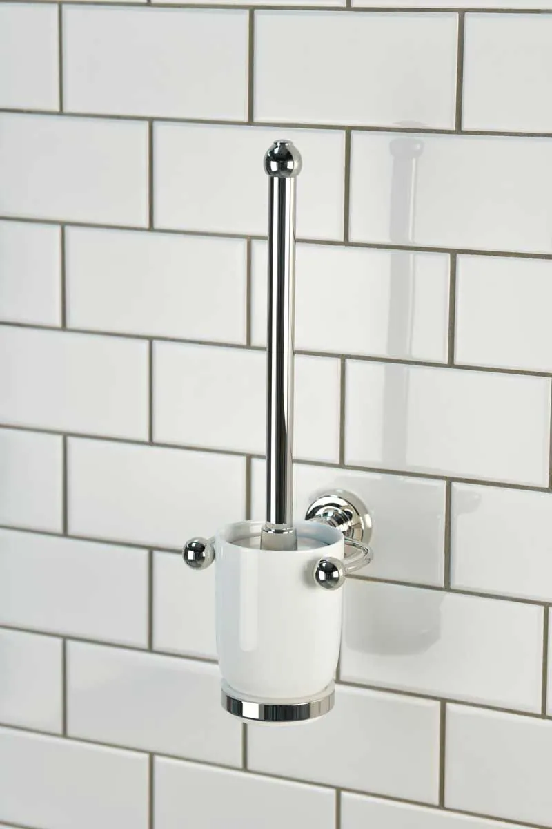 Traditional Wall Mounted Toilet Brush Holder Polished Nickel