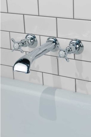 Aysgarth - 3-Hole Bath Filler - Wall Mounted - X-Top - Chrome