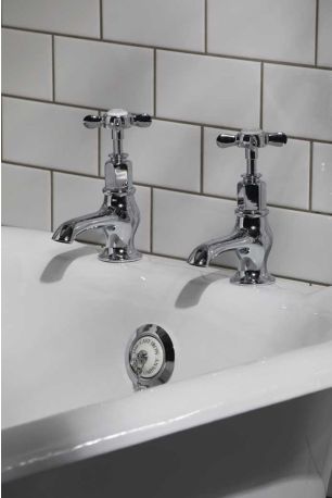 Aysgarth X Top 3/4 BSP Bath Pillar Taps Chrome