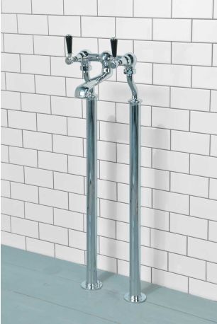 Linton Bath Filler Tap with Standpipes Black Lever Chrome 3/4BSP (For Baths Without Tap Holes Only)