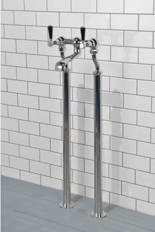 Linton Bath Filler Tap with Standpipes Black Lever Polished Nickel 3/4BSP (For Baths Without Tap Holes Only)