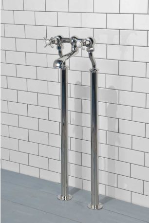Aysgarth Bath Filler Tap with Standpipes X-Top Lever Polished Nickel 3/4BSP (For Baths Without Tap Holes Only)