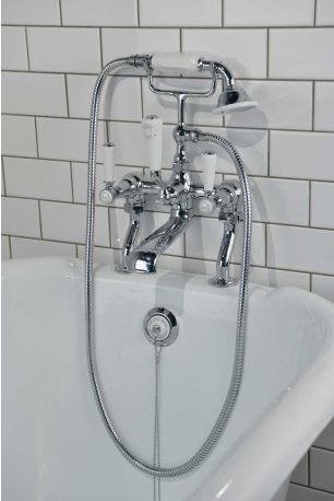 Linton Bath Shower Mixer White Lever Chrome 3/4BSP