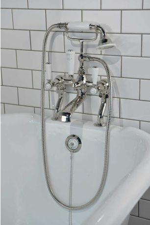 Linton Bath Shower Mixer White Lever Nickel 3/4BSP