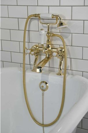 Aysgarth Bath Shower Mixer X Top Polished Brass 3/4BSP