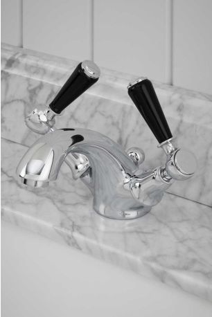 Linton Black Lever Monobloc Basin Mixer Chrome