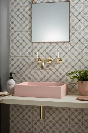 Josef Rectangular Concrete Basin 41.5x28x10 - Freestanding - Blush Pink