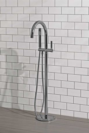 Senska - Bath Shower Mixer - Floor Mounted - Metal Lever (Minimum 2 bar pressure)