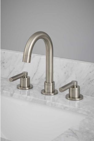 Senska - 3-Hole Basin Mixer - Deck Mounted - Metal Lever - Brushed Nickel