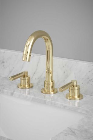 Senska - 3-Hole Basin Mixer - Deck Mounted - Metal Lever - Polished Brass