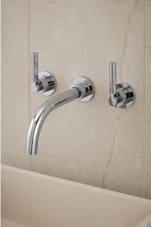 Senska - 3-Hole Basin Mixer - Wall Mounted - Metal Lever