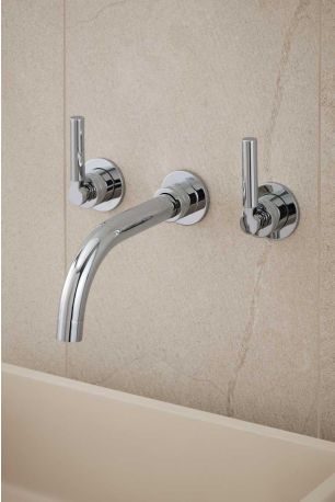 Senska - 3-Hole Basin Mixer - Wall Mounted - Metal Lever - Chrome