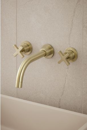 Bayor - 3-Hole Basin Mixer - Wall Mounted - Crosshead