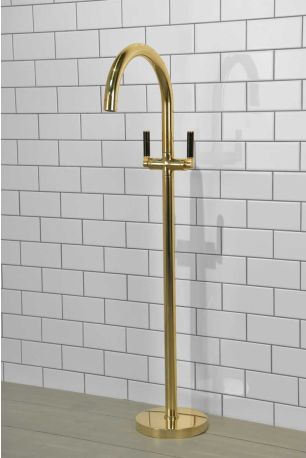 Senska - Bath Filler - Floor Mounted - Black Lever - Polished Brass